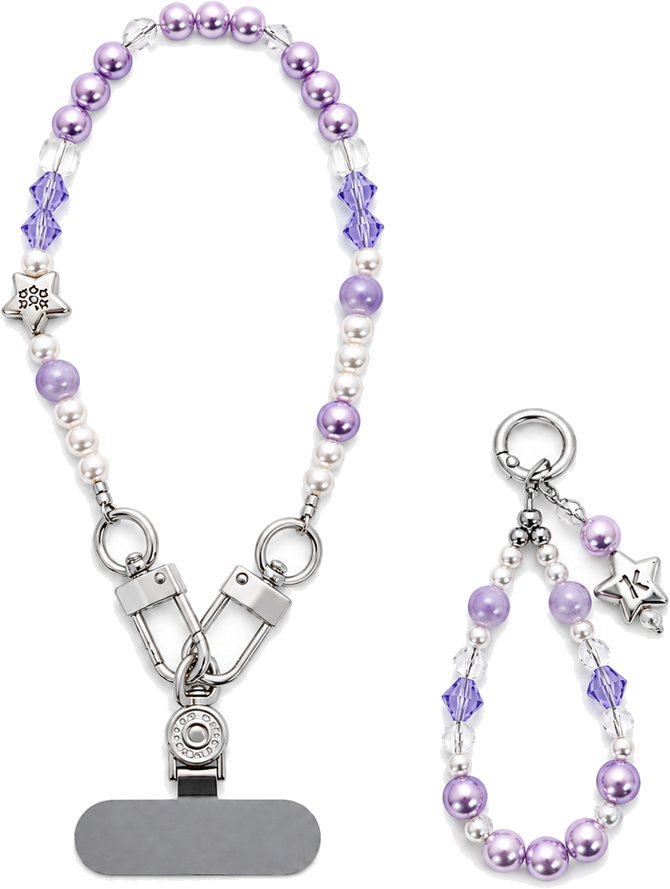 Lilac beaded wristlet with silver details