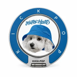 Happy Heart Dog Blue Ring Stand — front view on a white background. AI styling visualization.