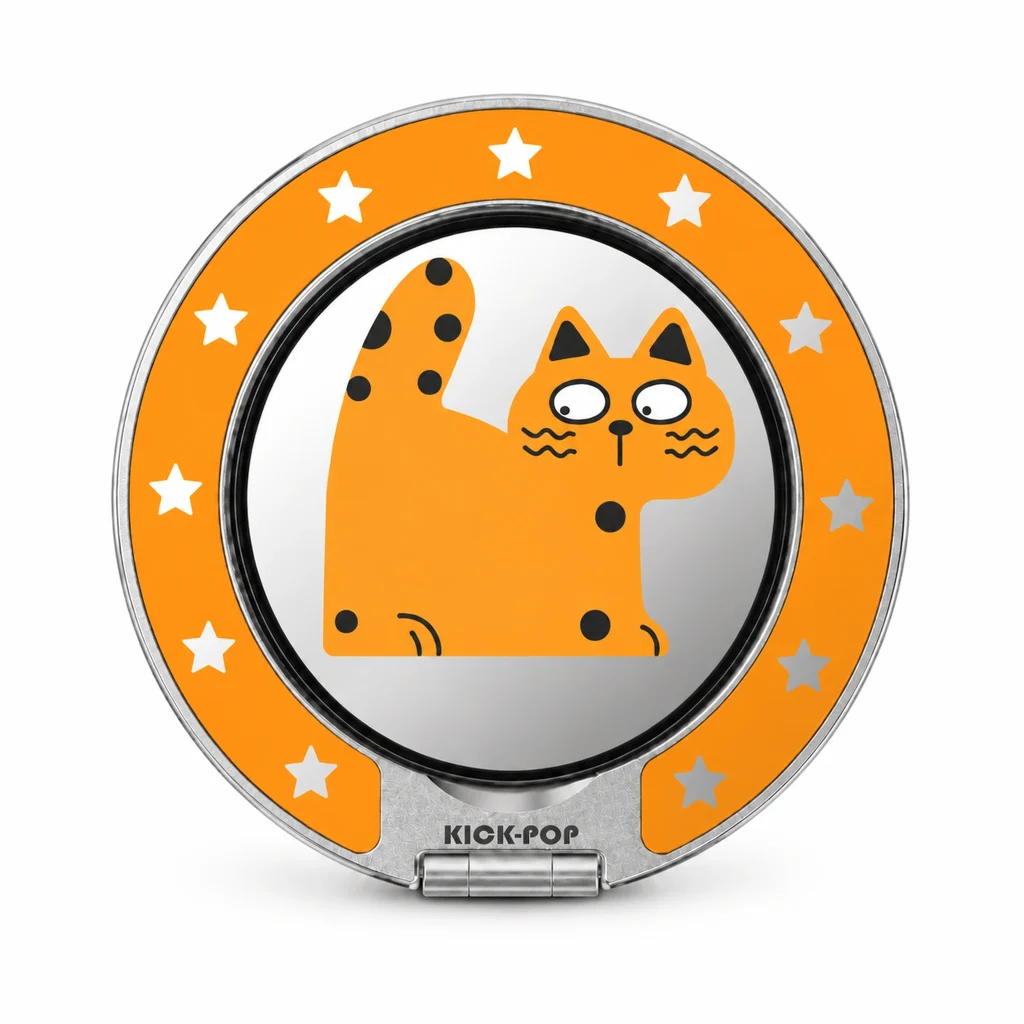 Star Cat Orange Ring Stand — front view on a white background. AI styling visualization.
