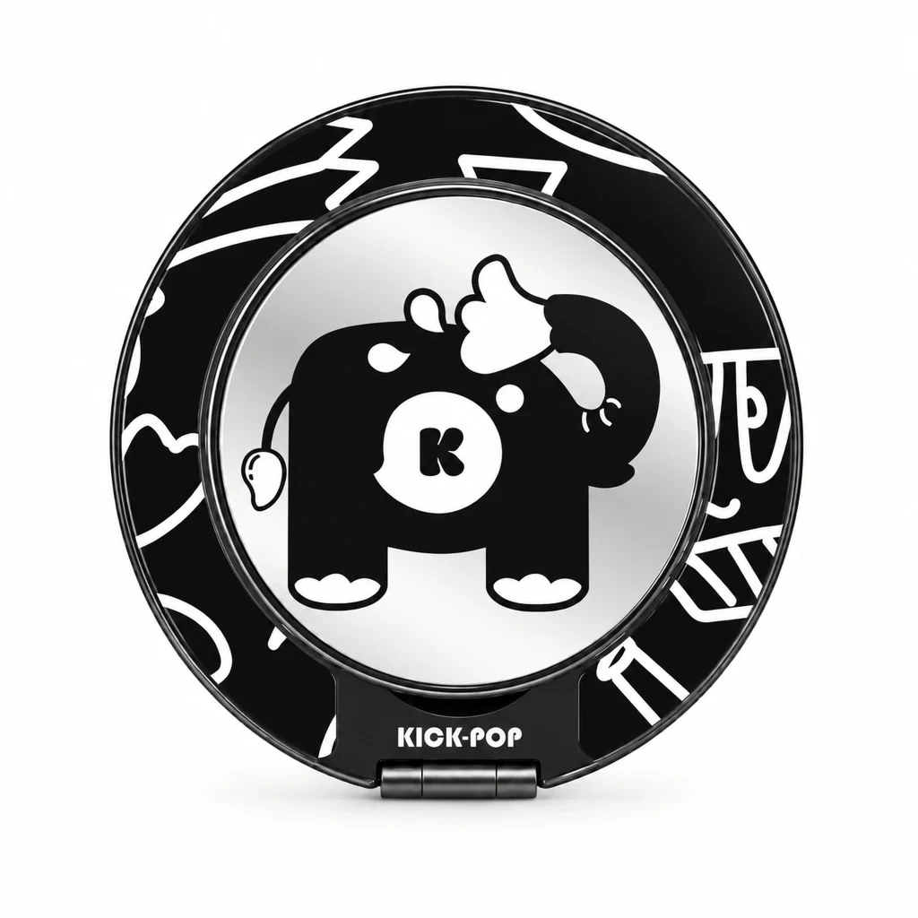 Bubble Elephant Black Ring Stand — front view on a white background. AI styling visualization.