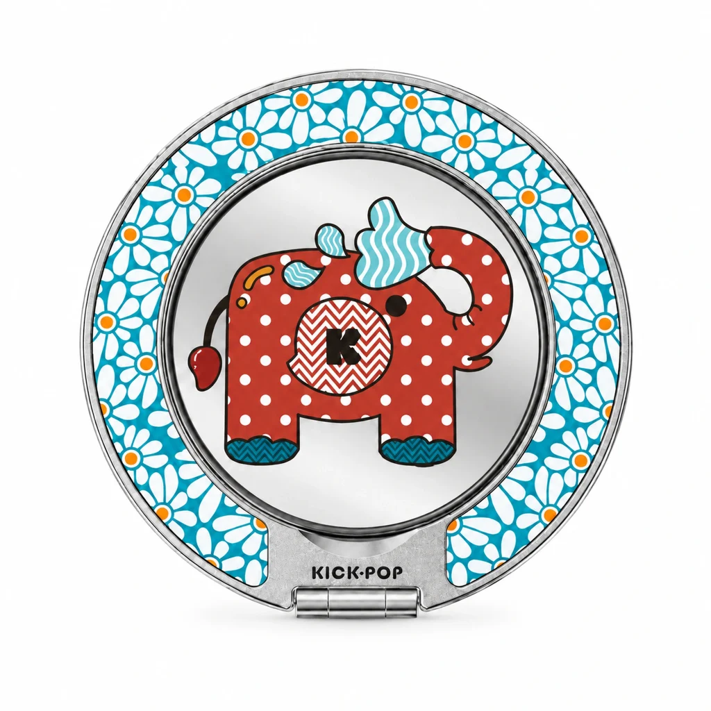 Patchwork Elephant Rust Ring Stand — front view on a white background. AI styling visualization.