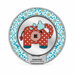 Patchwork Elephant Rust Ring Stand — front view on a white background. AI styling visualization.