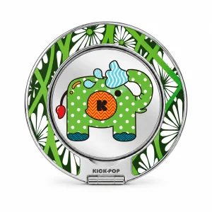 Patchwork Elephant Green Ring Stand — front view on a white background. AI styling visualization.