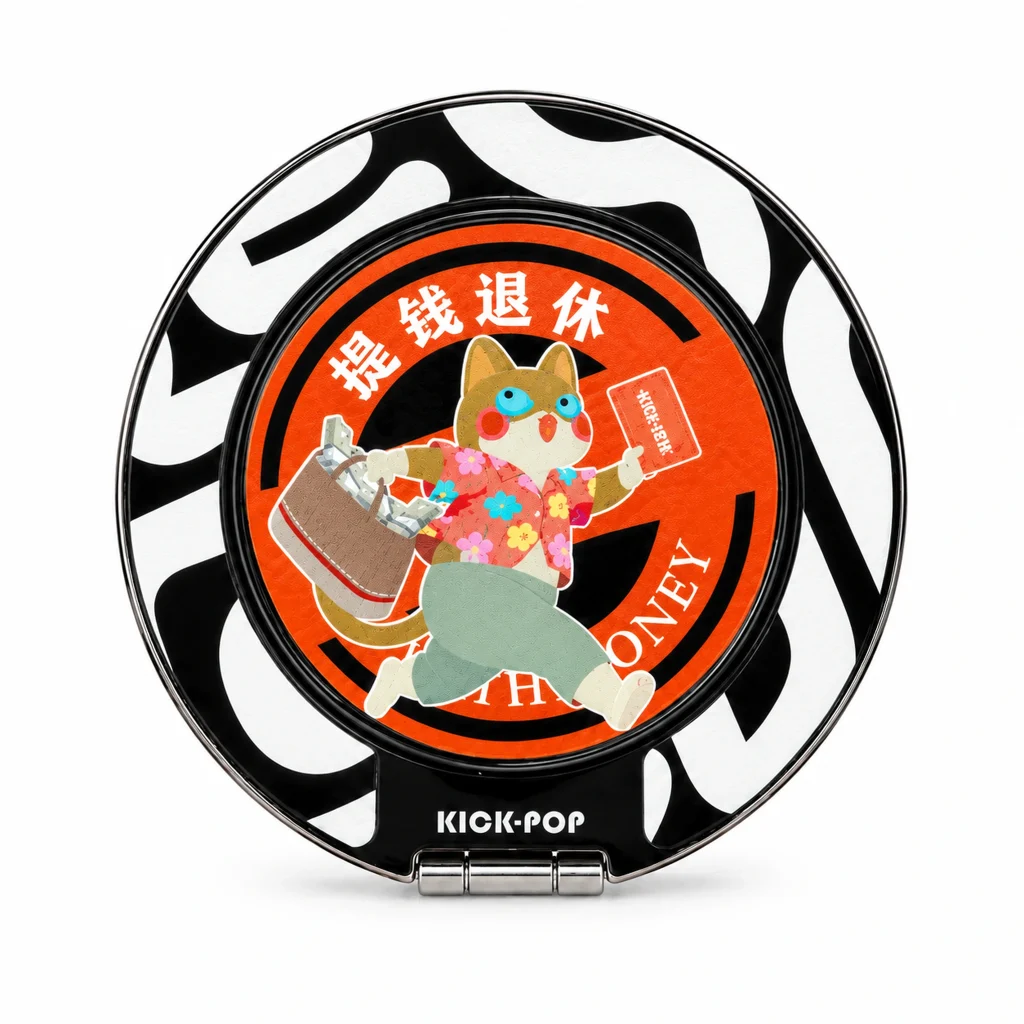 Lucky Owl Orange Ring Stand — front view on a white background. AI styling visualization.