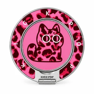 Leopard Cat Pink Ring Stand — front view on a white background. AI styling visualization.