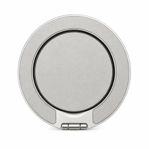 Fine Grain Silver Ring Stand — front view on a white background. AI styling visualization.