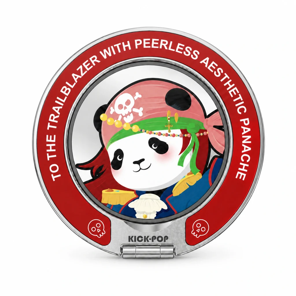 Panda Floral Red Ring Stand — front view on a white background. AI styling visualization.