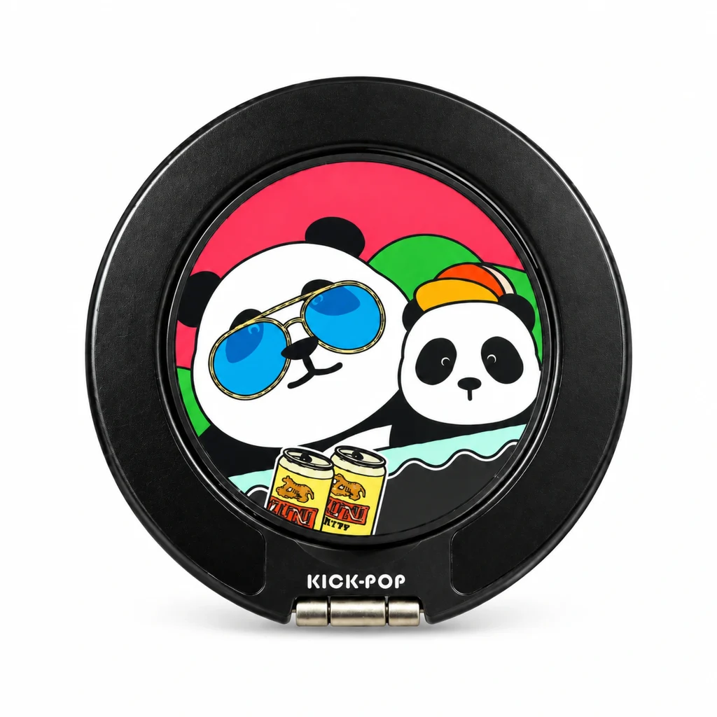 Cool Panda Pair Ring Stand — front view on a white background. AI styling visualization.
