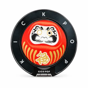 Lucky Cat Daruma Ring Stand — front view on a white background. AI styling visualization.