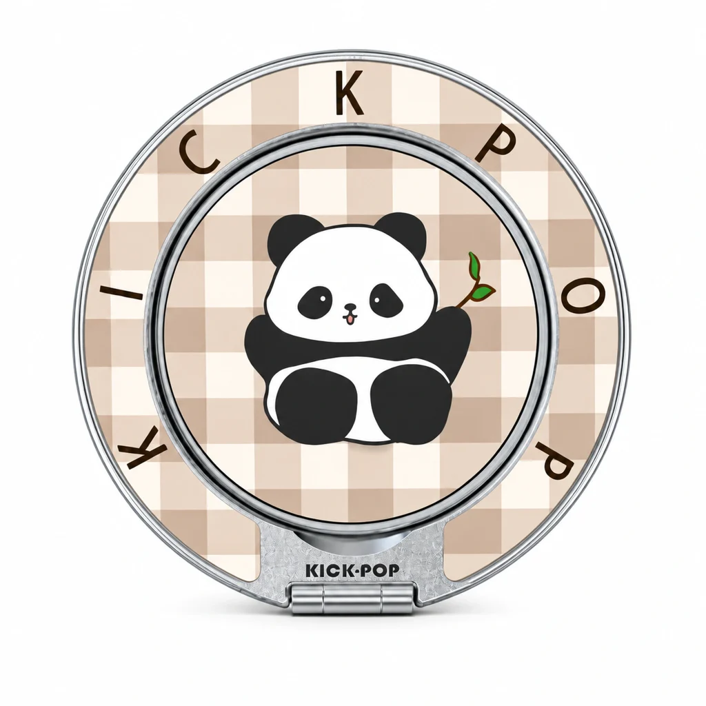 Bamboo Panda Taupe Ring Stand — front view on a white background. AI styling visualization.