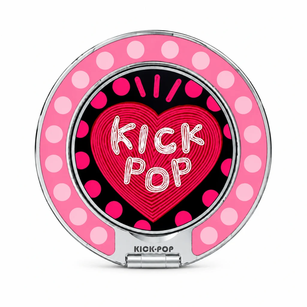 Kick Pop Heart Pink Ring Stand — front view on a white background. AI styling visualization.