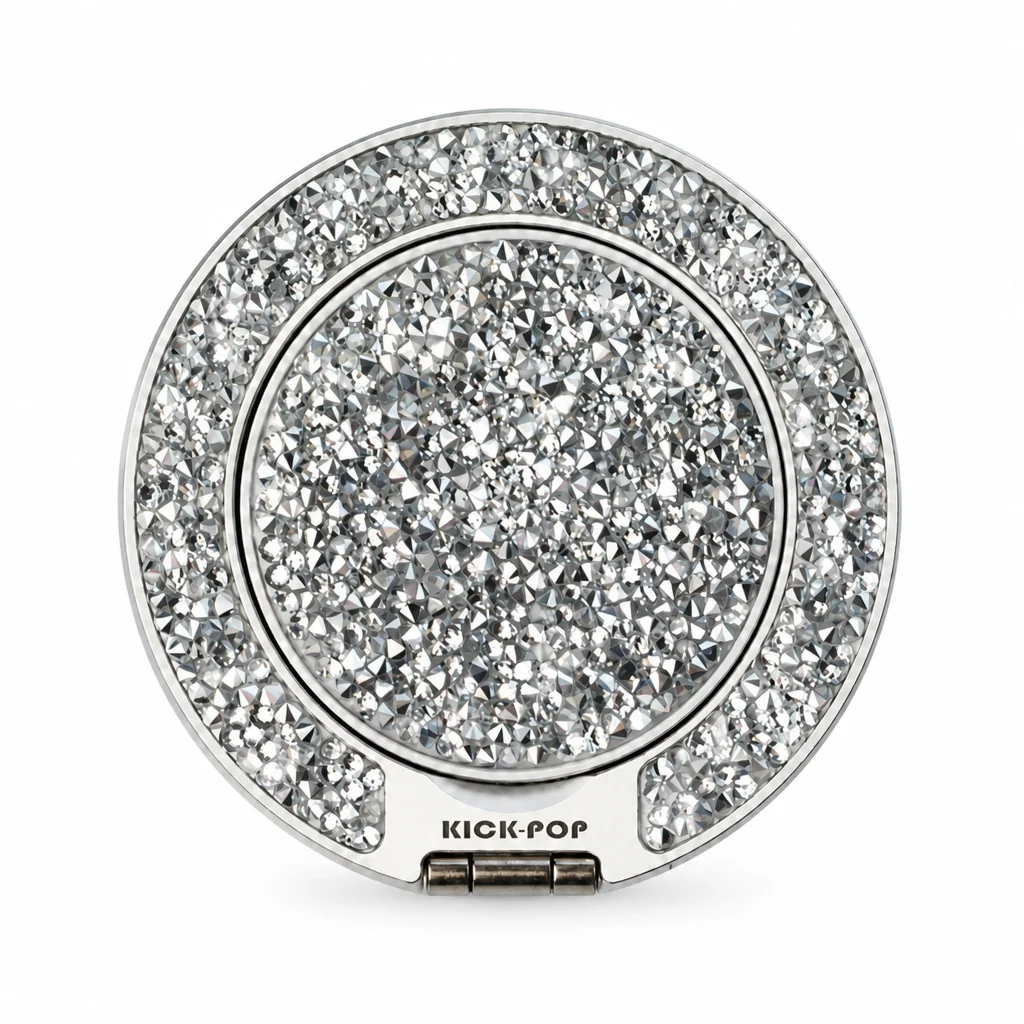 Silver Sparkle Ring Stand — front view on a white background. AI styling visualization.