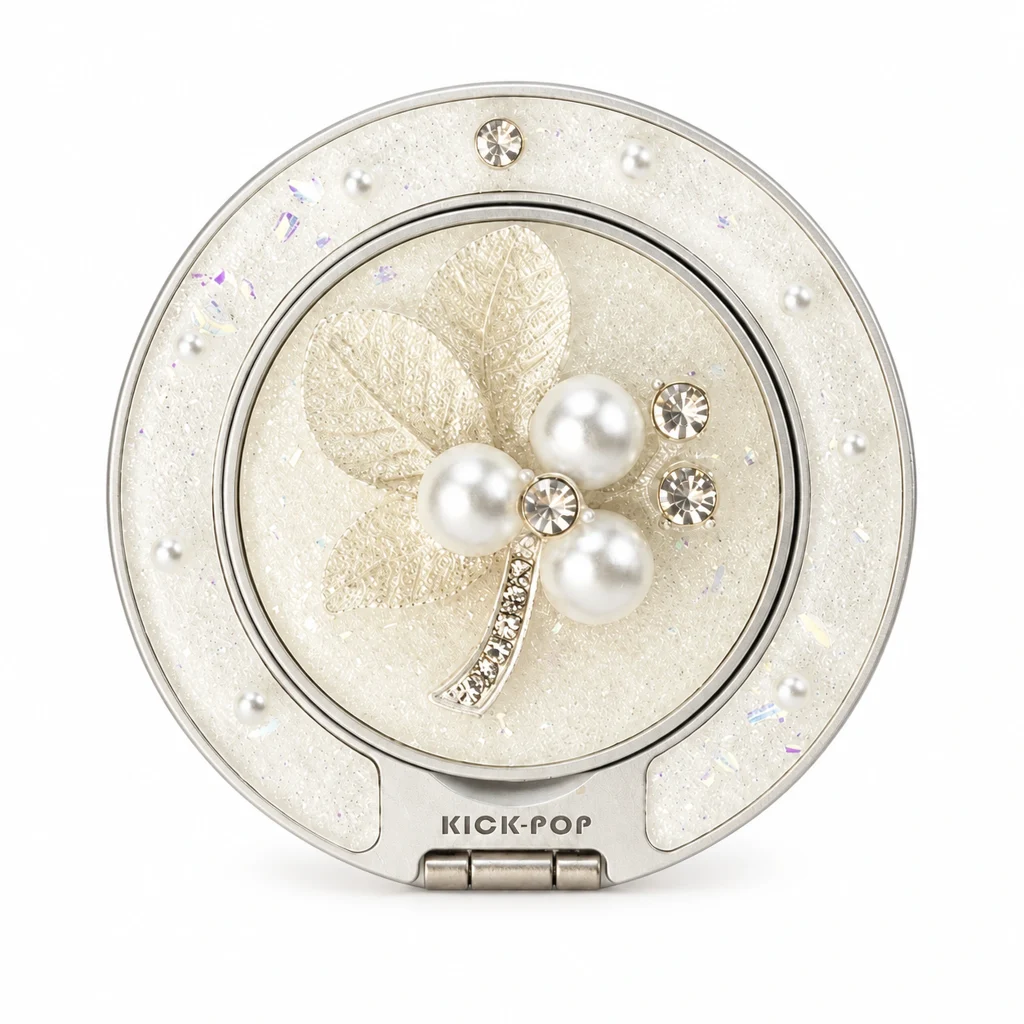 Ivory Pearl Clover Ring Stand — front view on a white background. AI styling visualization.