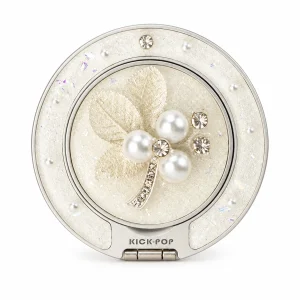 Ivory Pearl Clover Ring Stand — front view on a white background. AI styling visualization.