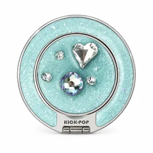 Aqua Jewel Heart Ring Stand — front view on a white background. AI styling visualization.