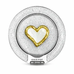 White Gold Heart Ring Stand — front view on a white background. AI styling visualization.