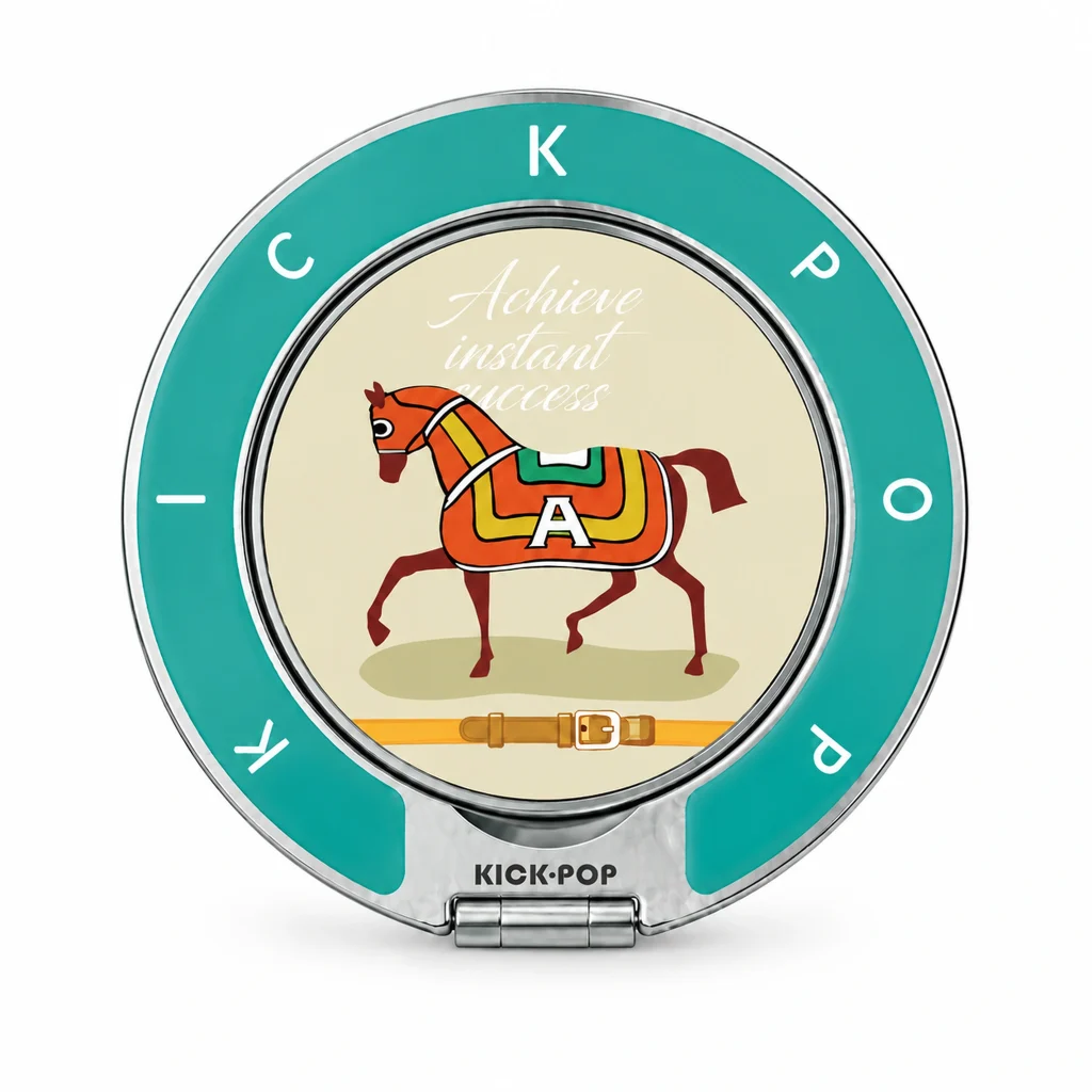 Lucky Horse Aqua Ring Stand — front view on a white background. AI styling visualization.