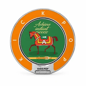 Lucky Horse Orange Ring Stand — front view on a white background. AI styling visualization.