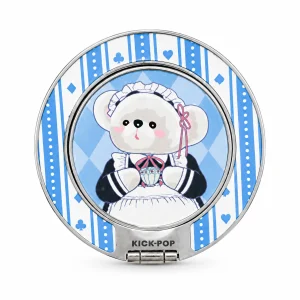 Tea Time Bear Blue Ring Stand — front view on a white background. AI styling visualization.
