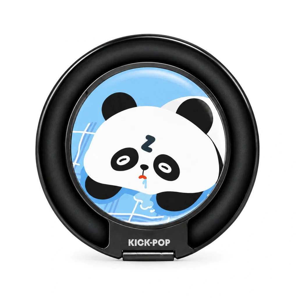 Panda Bubble Blue Ring Stand — front view on a white background. AI styling visualization.