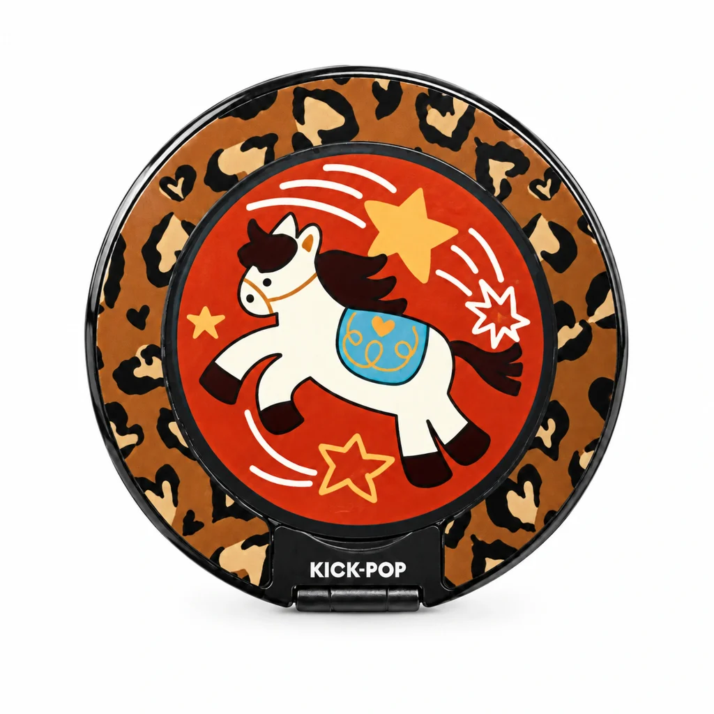 Cowboy Horse Ring Stand — front view on a white background. AI styling visualization.