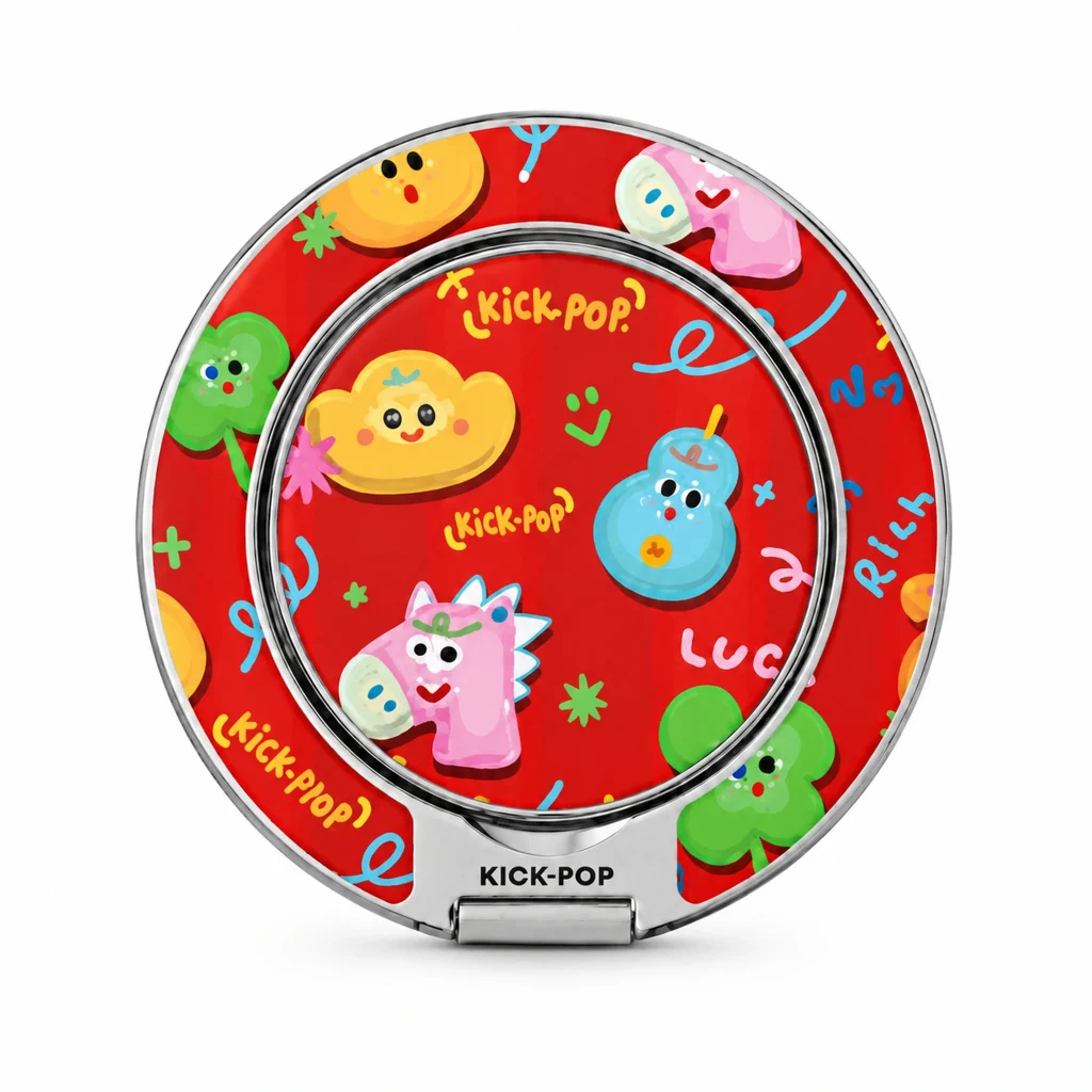 Party Creatures Red Ring Stand — front view on a white background. AI styling visualization.