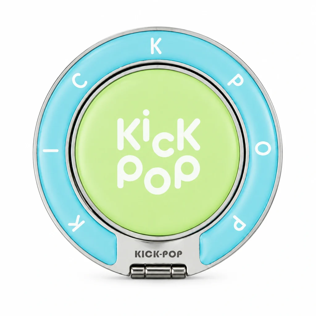 Pop Logo Ice Lime Ring Stand — front view on a white background. AI styling visualization.