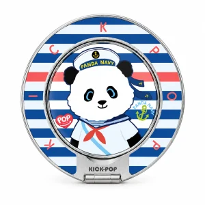 Panda Navy Stripe Ring Stand — front view on a white background. AI styling visualization.