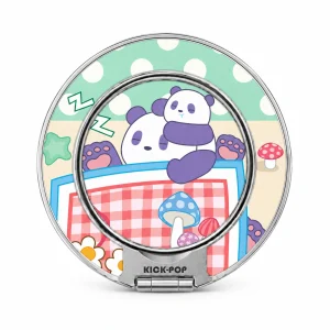 Panda Picnic Duo Ring Stand — front view on a white background. AI styling visualization.