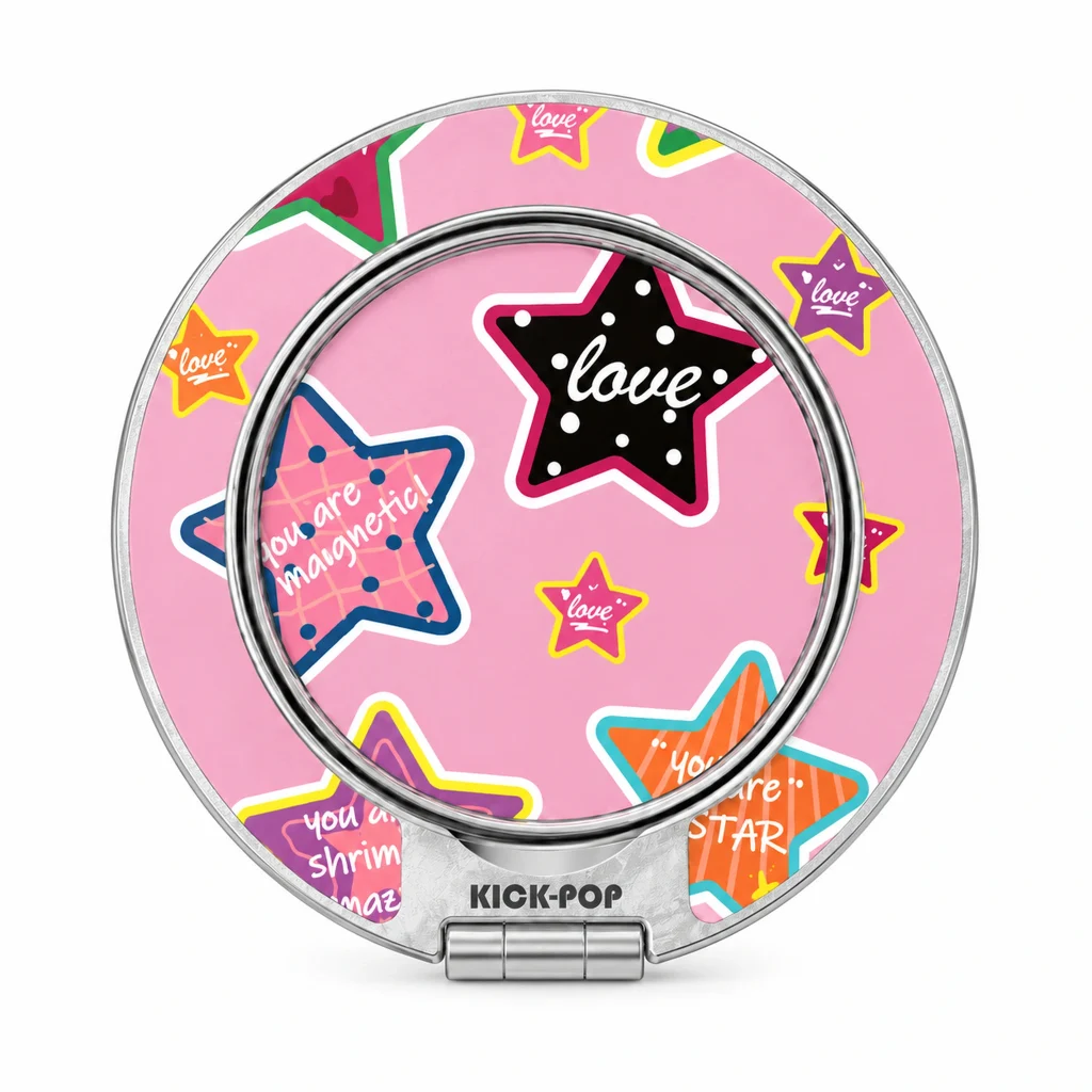 Love Stars Pink Ring Stand — front view on a white background. AI styling visualization.