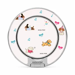 Tiny Pup Parade Ring Stand — front view on a white background. AI styling visualization.
