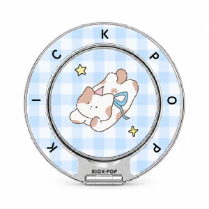 Sleepy Pup Gingham Ring Stand — front view on a white background. AI styling visualization.