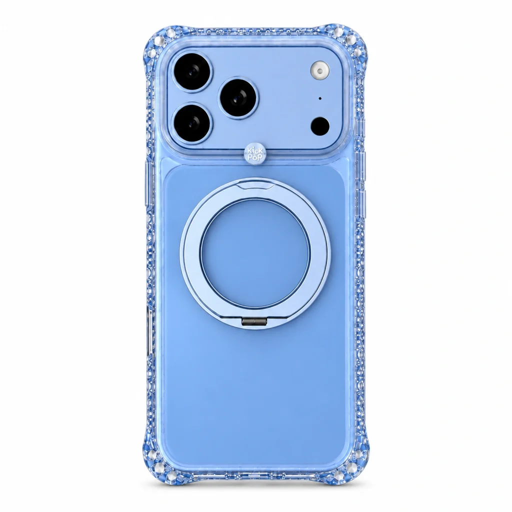 Sparkle Ring Stand / Sky — back view on a white background. AI styling visualization.
