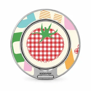 Gingham Strawberry Ring Stand — front view on a white background. AI styling visualization.