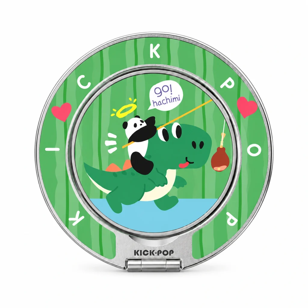 Dino Rider Panda Ring Stand — front view on a white background. AI styling visualization.