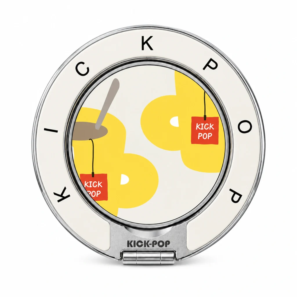 Abstract Yellow Ring Stand — front view on a white background. AI styling visualization.