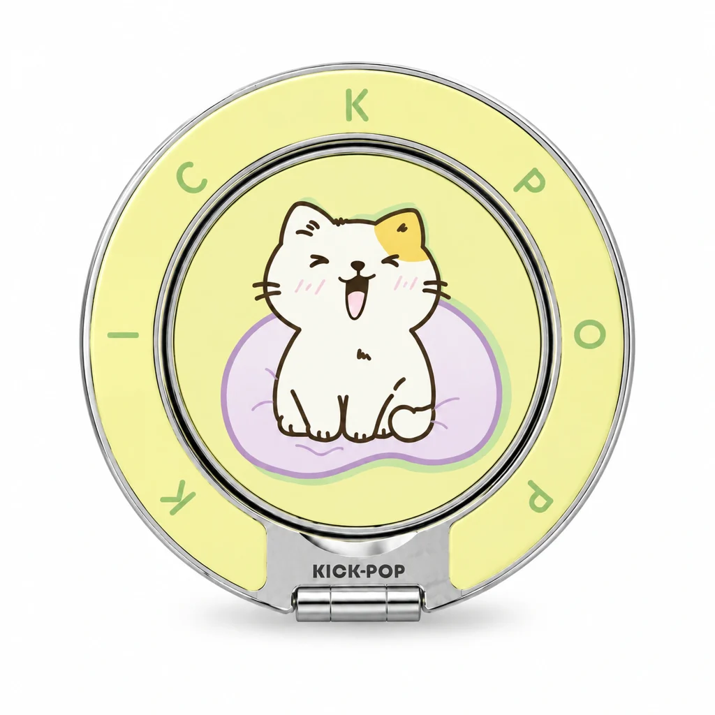 Happy Cat Lemon Ring Stand — front view on a white background. AI styling visualization.