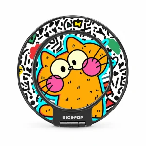 Pop Cat Doodle Ring Stand — front view on a white background. AI styling visualization.