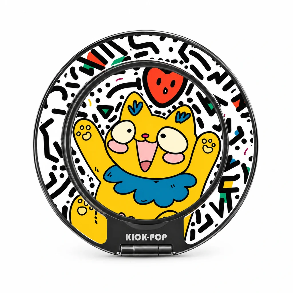 Pop Cat Strawberry Ring Stand — front view on a white background. AI styling visualization.