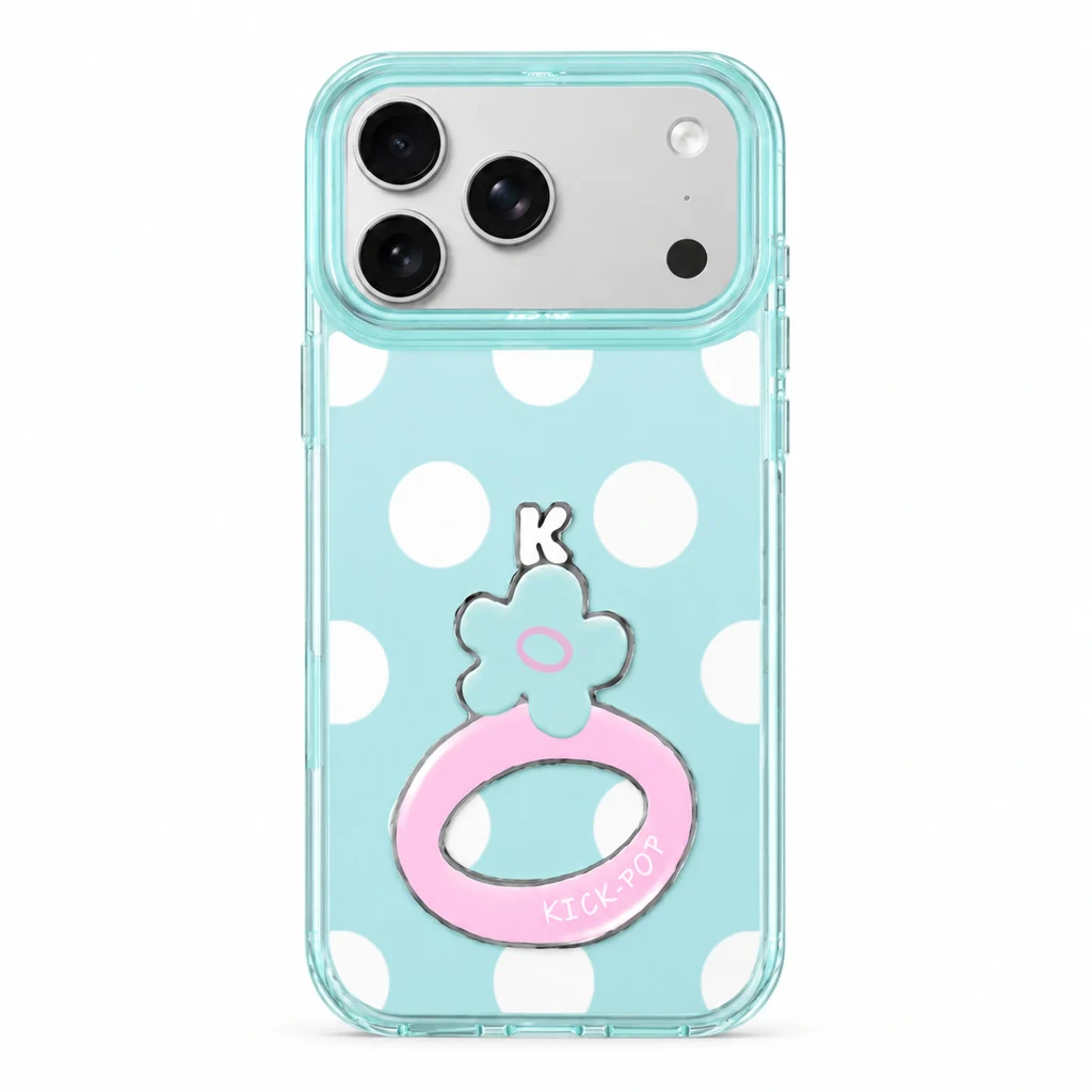 Vibrant Polka Stand / Aqua Pop — back view on a white background. AI styling visualization.