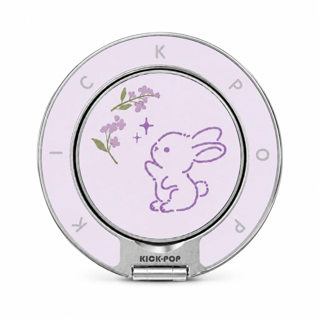 Lavender Bunny Ring Stand — front view on a white background. AI styling visualization.