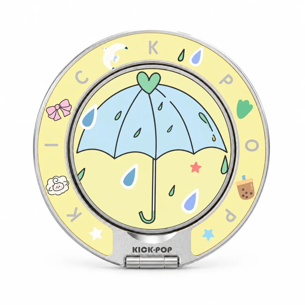 Rainy Day Yellow Ring Stand — front view on a white background. AI styling visualization.