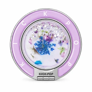 Lavender Flower Confetti Ring Stand — front view on a white background. AI styling visualization.