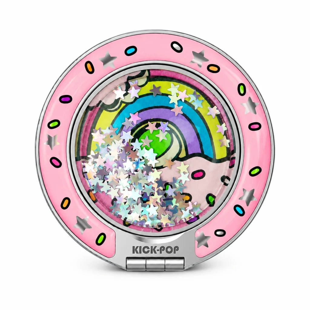Rainbow Star Confetti Ring Stand — front view on a white background. AI styling visualization.