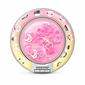 Pink Heart Confetti Ring Stand — front view on a white background. AI styling visualization.
