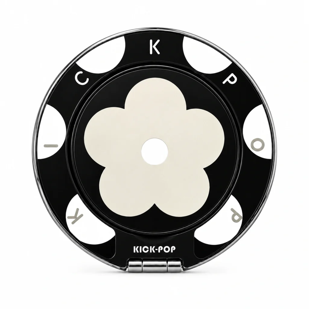 Mono Daisy Black Ring Stand — front view on a white background. AI styling visualization.