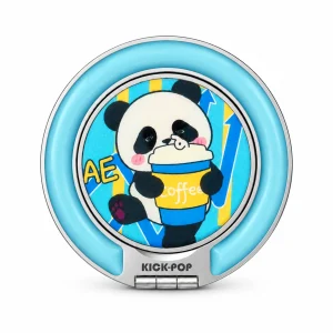 Coffee Panda Blue Ring Stand — front view on a white background. AI styling visualization.