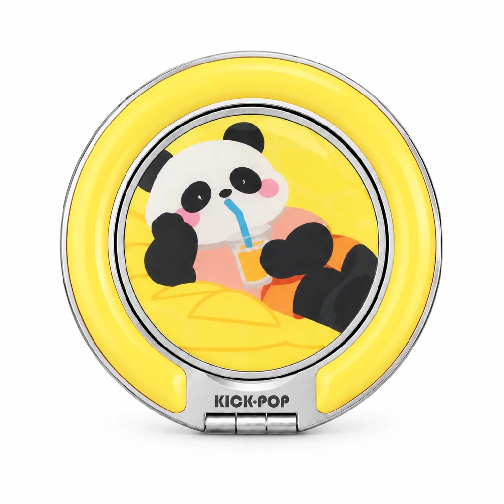Mango Panda Yellow Ring Stand — front view on a white background. AI styling visualization.
