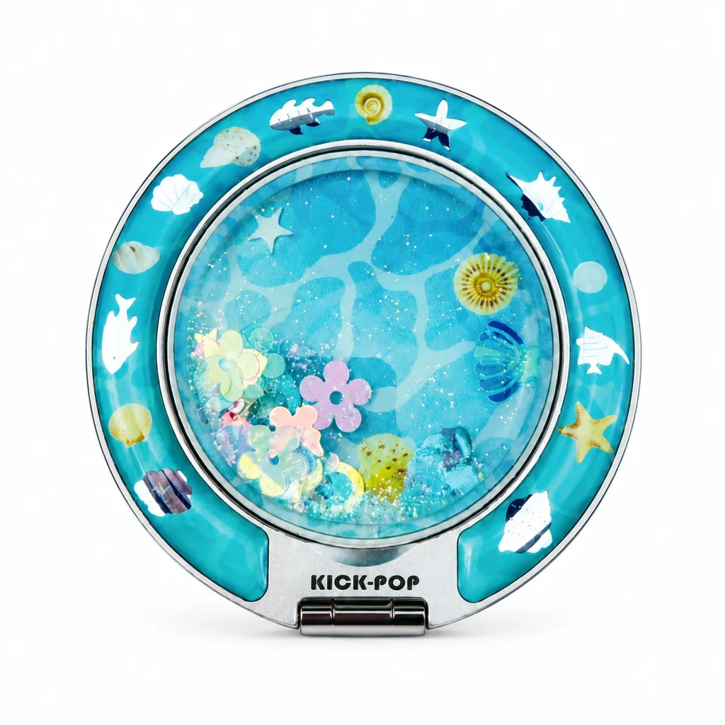 Ocean Confetti Ring Stand — front view on a white background. AI styling visualization.
