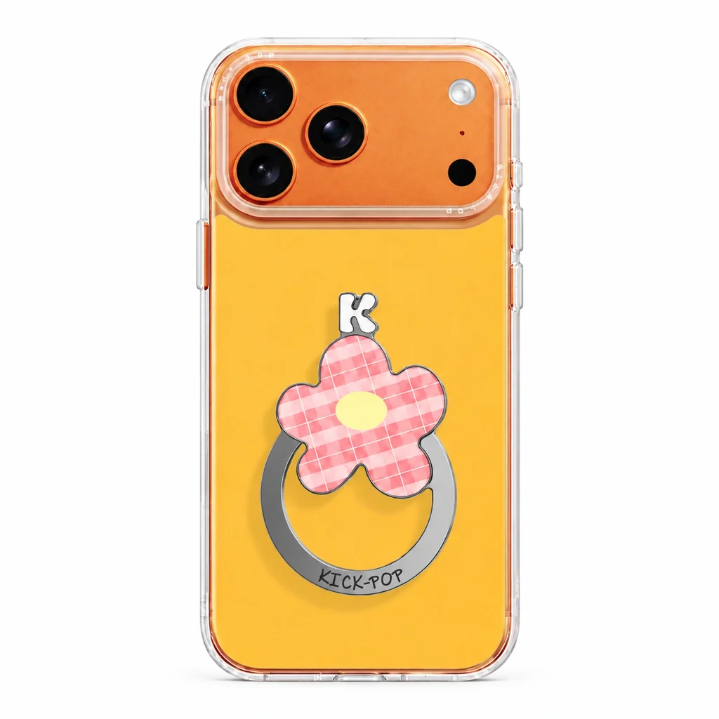 Floral Stand / Mango Gingham Accent — back view on a white background. AI styling visualization.